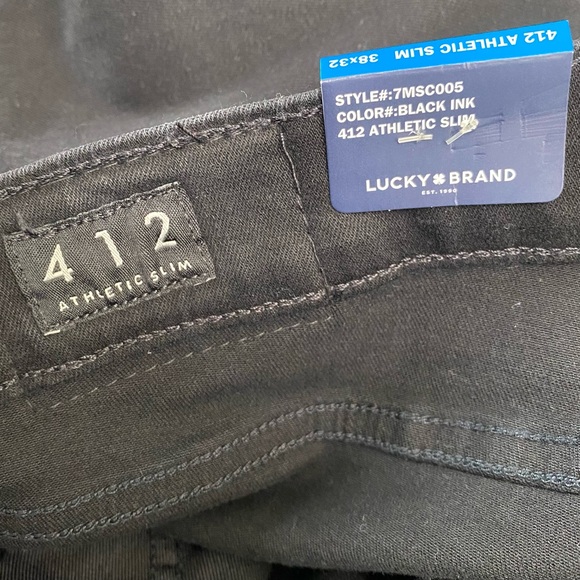 Lucky Brand Men’s Black Ink 412 Athletic Slim Mid-Rise Denim Jeans Size 38x32 - Picture 13 of 14